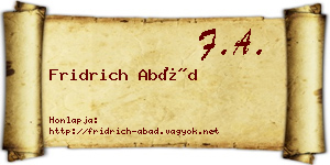 Fridrich Abád névjegykártya